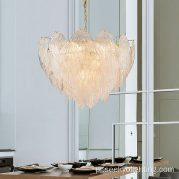 Luksusowy szklany liść lampa kryształowy żyrandol liści